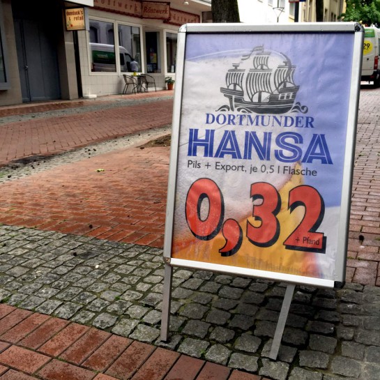 Plakat: Dortmunder Hansa 0,32 + Pfand