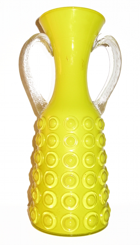 Eine tolle gelbe Glasvase mit Wundernoppen
